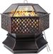 StarTech Buitenhaard/grill 66 cm houtskoolgrill/vuurkorf met vonkvanger en netdeksel, grillrooster, metalen constructie met poedercoating