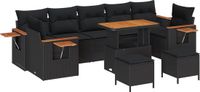 vidaXL Tuinbank Set Zwart Poly Rattan