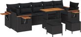 vidaXL Tuinbank Set Zwart Poly Rattan