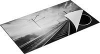 Chefcare Inductie Beschermer Rails Spoorweg bij Zonsondergang - Zwart Wit - 95x55 cm - Inductie Mat