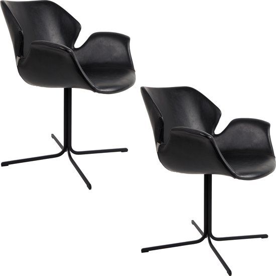 Zuiver Nikki Eetkamerstoelen Armleuning Zwart - Set van 2