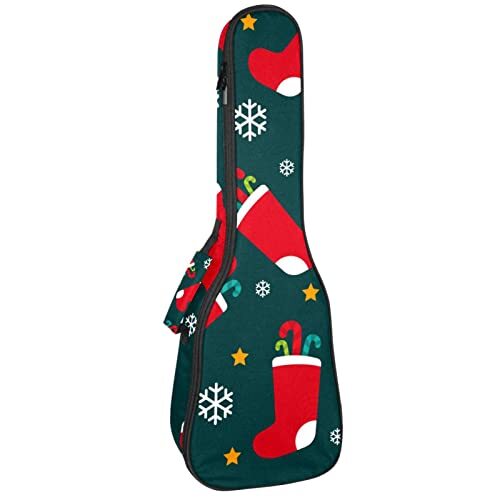 Mersov Concert Ukelele Rugzak, Heavy Duty Ukulele Case Bag met Opslag, Sopraan Concert Tenor Ukelele 10MM Gewatteerde BagBlack SheepsRed Kerst Kousen Mesa De Trabajo