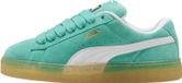 Puma Chaussures basses à lacets turquoise en cuir naturel et textile avec semelle en caoutchouc