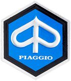 Embleem Piaggio Embleem „Piaggio” Zeshoekige Cascade Etc. Aluminium, Zelfklevend 25X30 Mm Voor Vespa 50/Et3 Enz.