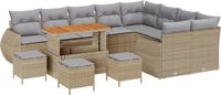 vidaXL - Tuinbank - Set - 6 zitplekken - Beige/ Lichtgrijs - Polyrattan