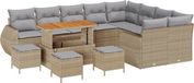vidaXL - Banc de jardin - Ensemble - 6 places assises - Beige/ Gris clair - Polyrattan