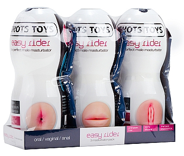 Shots Toys Easy Rider 3 Pack - Rood - Basis masturbator