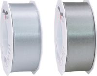 Glorex Hobby Satijn cadeau inpak deco sierlint - 2 tinten grijs - 25 meter x 4 cm