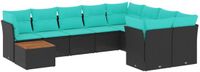 vidaXL 10-delige loungeset met kussens, polyrotan, zwart