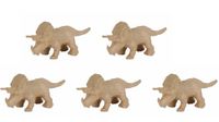 Décopatch AP155Opack - Lot de 5 supports en papier brun pulpé 19x6x9 cm, Tricératops