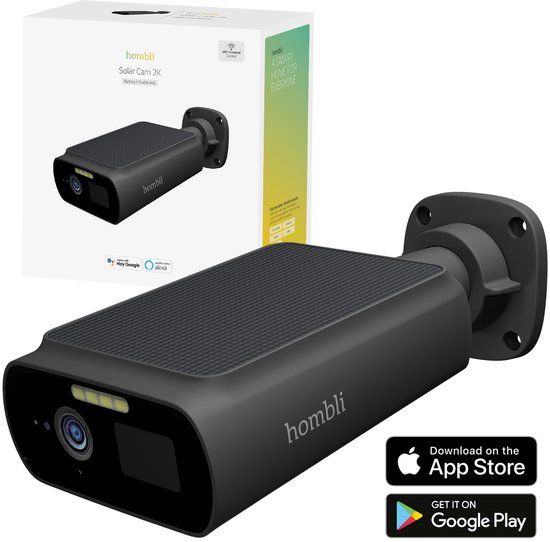 Hombli Solar Camera - 2K Outdoor Security Camera with Floodlight - Black