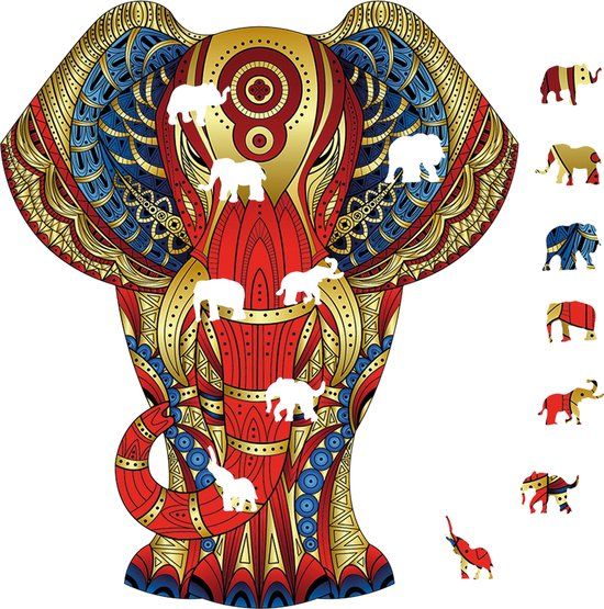 Gigamic Eureka 2D Rainbowooden houten legpuzzel Olifant - 120 stukjes