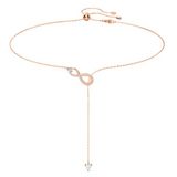 Swarovski Infinity Y Ketting - Wit - Rose-Goud Verguld