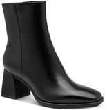 Tamaris Dames Enkellaarsje 1-25392-47 003 Zwart Leer Blokhak Ritssluiting 36 EU