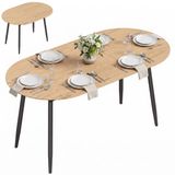 HOMCOM Uitschuifbare Eettafel - MDF - 160 x 80 x 75 cm - Eikenlook