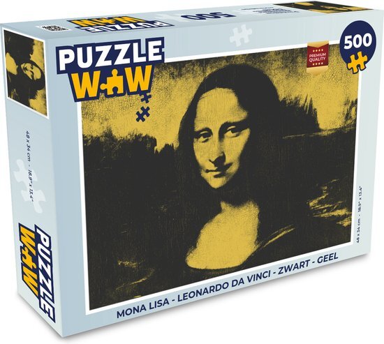 MuchoWow Puzzel Mona Lisa - Leonardo da Vinci - Zwart - Geel - Legpuzzel - Puzzel 500 stukjes