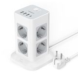 TESSAN Meervoudige Overspanningsbeveiliging, 8 voudige Stekkerdoos, Stekkerdoos met 4 USB, met 2M Verlengsnoer