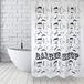 MSV Cotexsa by Premium Anti-schimmel textiel douchegordijn - antibacterieel, wasbaar, 100% waterdicht, met 12 douchegordijnringen - polyester, Barber Shop wit 180 x 200 cm - Made in Spain