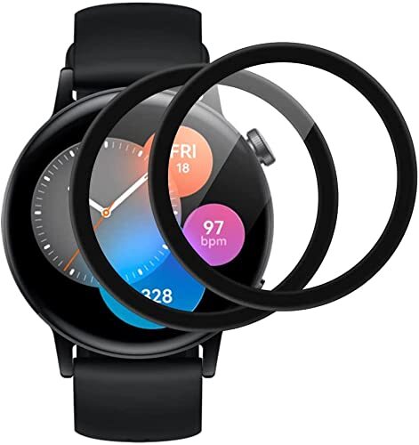 PHONILLICO Displaybescherming van gehard glas voor Huawei Watch GT 3, 42 mm, 2 stuks