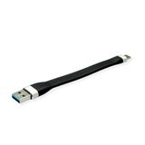 ROLINE USB 3.2 Gen 1 siliconen kabel, A-C, ST/ST, zwart, 11 cm
