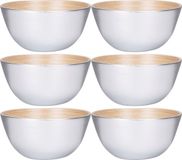 Merkloos / Sans marque Edco Eindhoven Bv Schaaltje/kommetje - 6x - zilver - bamboe - D14 cm
