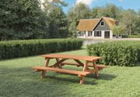 Merkloos Hardhouten picknicktafel business Bruin 6 personen Rechthoekig Teak 200x160x70 cm