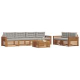 vidaXL Buiten bank set 7 st Natuurlijk en Licht Grijs
