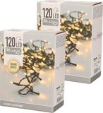 Merkloos Kerstverlichting - 2x - 120 led lampjes - warm wit - 9 meter