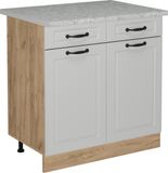 Vicco R-Line Meuble bas de cuisine – 80 cm WB Marbre Blanc Style champêtre