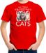 Bellatio Decorations Kitten Kerstshirt / Kerst t-shirt All i want for Christmas is cats rood voor kinderen - Kerstkleding / Christmas outfit 164/176
