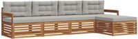 vidaXL Acacia Hout 5-zits Loungeset Natuurlijk en Lichtgrijs