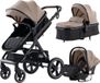 Landau Luxe 3-en-1 Landau - Poussette canne - Siège auto - Poussette canne - Pliable - Kaki - 0-36 mois
