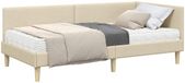 vidaXL Hoekbedframe met Matras Crème Stof