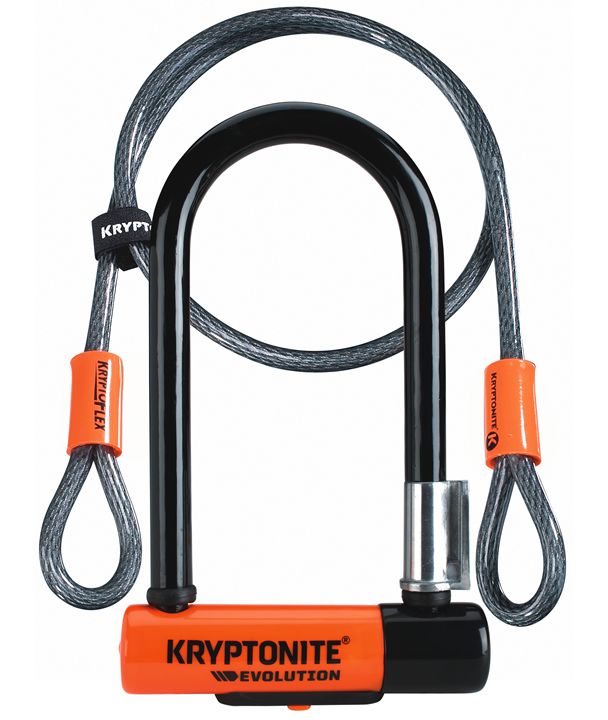 Kryptonite Evolution Mini-7 U-Lock - Black/Orange - Key Lock - Steel - 8.3cm x 17.8cm - 1.61 kg - 3 Keys