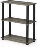 Merkloos Furinno Compact rek met 3 planken, hout, Frans eiken grijs/zwart