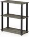 Merkloos Furinno Compact rek met 3 planken, hout, Frans eiken grijs/zwart