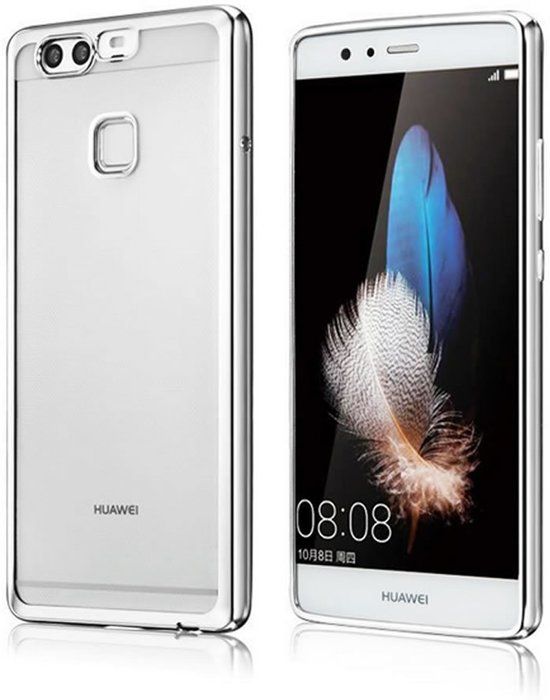iCall Huawei P10 Lite - Siliconen Zilveren Bumper Electro Plating met Transparante TPU Hoesje Silver Silicone Hoesje / Cover