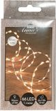 Anna's Collection Draadverlichting lichtsnoer - 66 led lampjes - warm wit - zilver draad - 100 cm