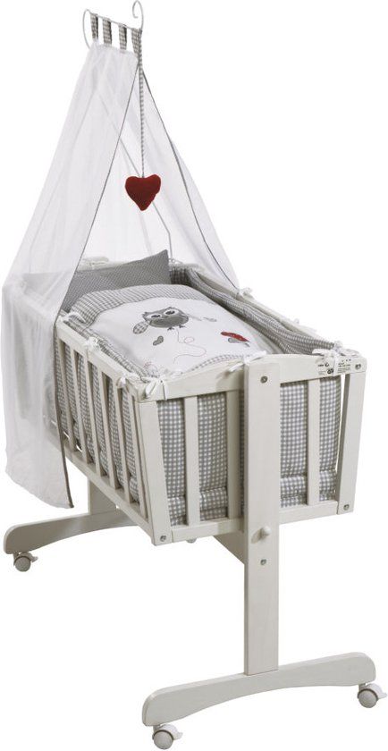 Roba Complete wiegenset Adam & Uil - Wit - Verrijdbaar - 150 cm hoog
