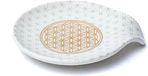 Theezakjeshouder Bone China porselein Bloem des Levens wit goud