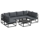 vidaXL Tuinbank - Set - 7 - st - Zwart - Aluminium
