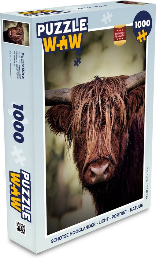 MuchoWow Puzzel Schotse hooglander - Licht - Portret - Natuur - Legpuzzel - Puzzel 1000 stukjes volwassenen - Sinterklaas cadeautjes - Sinterklaas voor grote kinderen