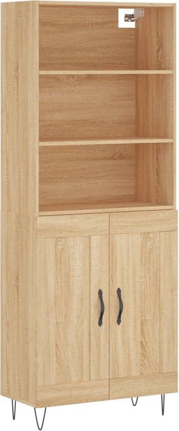 vidaXL Hoge kast 69,5x34x180 cm bewerkt hout sonoma eikenkleurig
