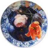 Heinen Delfts Blauw Wandbord Gouden Eeuw Bloemen Keramiek 20 cm