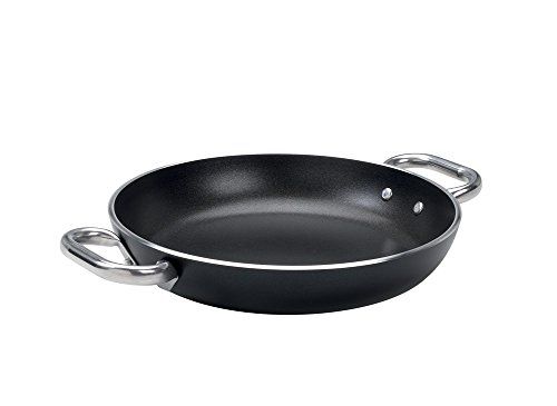 Pentole Agnelli Alblack pan van aluminium, dikte 5 mm, bodem inductie van 10 mm, met 2 handgrepen van roestvrij staal, zwart