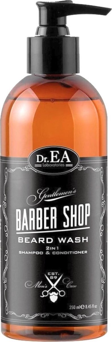 Dr. EA laboratories Dr EA Laboratories | Barber Shop | Beard Wash | Baardverzorging | Baard | Shampoo en Conditioner | 2 in 1 | Parabenen en SLS Vrij | Pomp | Wit | 250 ML