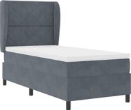 vidaXL Boxspring bed met kussen Donkergrijs 190 x 90 cm Fluweel
