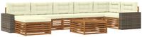 vidaXL Acacia Hout Bank Loungeset 7-zits Natuurlijk en Crème