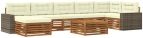 vidaXL Acacia Hout Bank Loungeset 7-zits Naturel et Crème