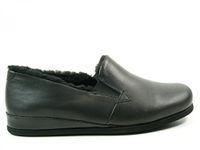 Rohde Viborg Pantoffels voor heren, leer, lamsvel, zwart, maat 40